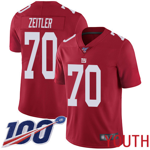 Youth New York Giants #70 Kevin Zeitler Red Limited Red Inverted Legend 100th Season Football NFL Jersey->youth nfl jersey->Youth Jersey